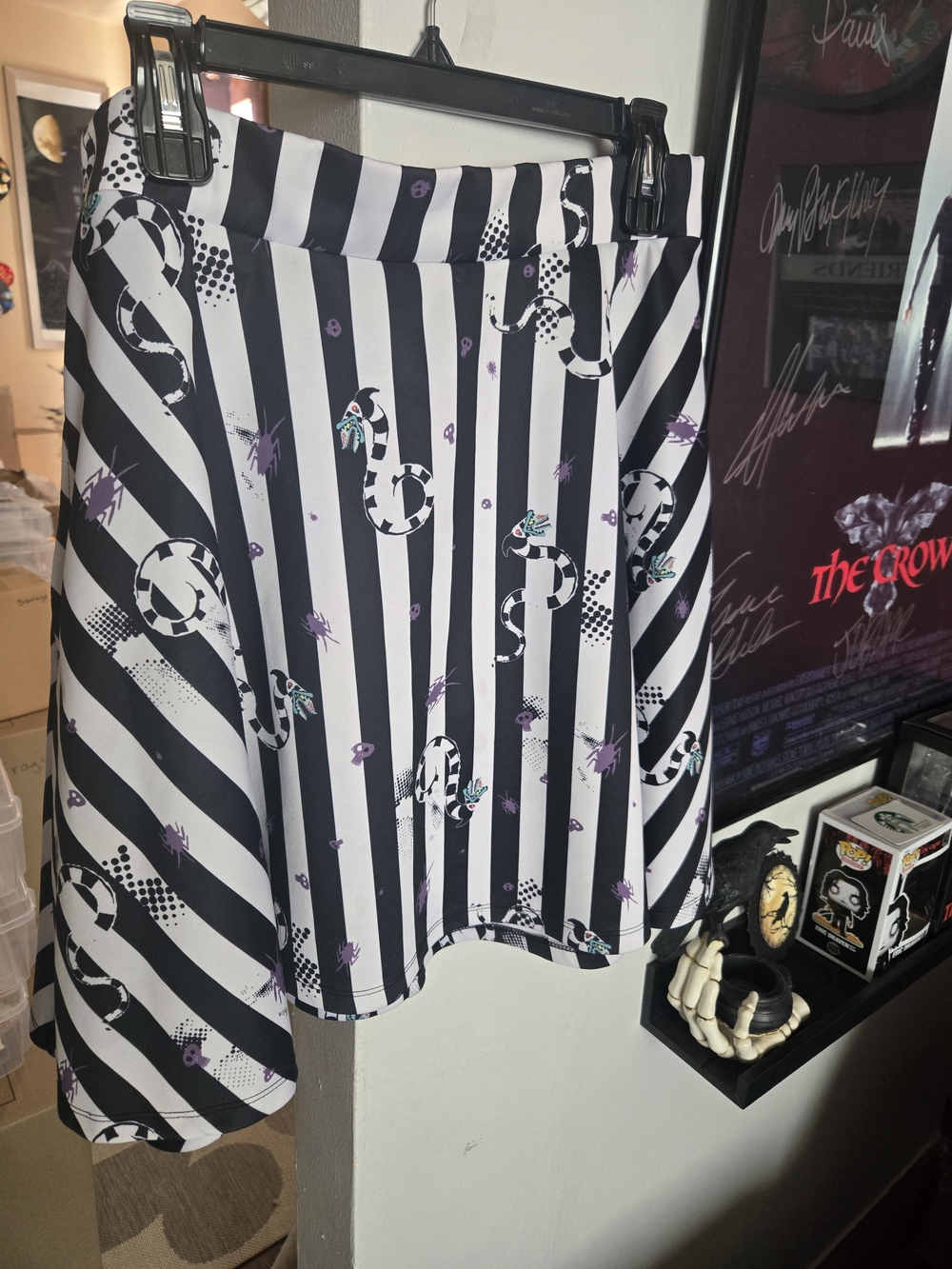 Beetlejuice Striped SandwormPrint A-Line Skirt